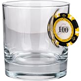 Poker Chip Design Whiskey Cup, 300cc, Clear Glass