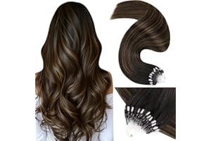 LaaVoo Extension Cheveux Naturel à Froid Extension Cheveux a Froid 1g Balayage Marron Le Plus Foncé A Brun Clair Extension de Locks Cheveux Naturel 55cm/50g #2/8/2