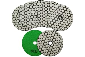 SHDIATOOL DIATOOL Almohadillas de Pulido de Diamante Seco 7 piezas 100MM para Granito Marmol（grano 800）