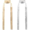 UILYNIU 2 Pack Skinny Sparkle Metal Sequins Scarf Neckerchief for Women Girl, Neck Scarf Glitter Neck Tie for for Adult, Costume Accessories for 70s 80s Disco Abba Fancy Dress Up Party Halloween