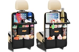 SURDOCA Lot de 2 organiseurs de voiture pour enfants, avec table pliante, organiseur de siège arrière avec compartiment pour tablette tactile, protection de dossier étanche, convient à la plupart des