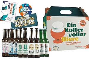 HAPPYBEER Cheers Suitcase Alcohol-Free - Premium Beer Gift Package - 10 x 330 ml Alcohol-free Craft Beer Bottle - Beer Gift for Men - Men's Handbag Beer, Birthday Gift for Men