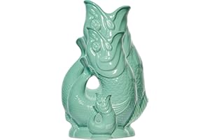 Gluggle Jug – Original Meeresgrüner Glug-Krug XL, 28 cm, 1,4 l, Fischform, Dekorativ, Cocktail-, Wein- und Gin-Krug, Dekanter oder Vase, Handgefertigt in Großbritannien