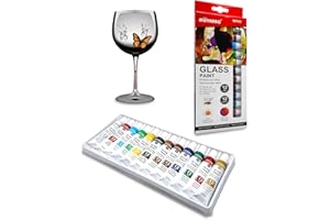 BULLTEK Juego de 12 colores permanentes para cristal y porcelana, pintura acrílica al agua para pintar vidrio, porcelana, metal, cerámica, témpera para principiantes y artistas, colores intensos