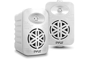 Pyle Lautsprecher Set Outdoor Indoor – 300W 4” 2-Wege Boxen wasserdicht Full Range Stereo Sound, Wetterfest für Boot, Terrasse, Pool Wired Lautsprecherboxen Weiß