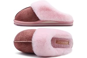 KuaiLu Zapatillas Casa Mujer Invierno Caliente Peluche Piel Cerradas Pantuflas Comoda Peludas Memory Foam Slippers Antideslizante Goma Suela Negro 36