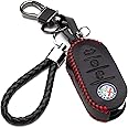 3 Button Protective Leather Cover with Keychain for Alfa Romeo 159 Giulietta Mito Car Remote Control (Red Edition)