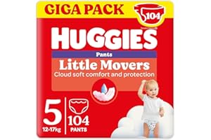 Huggies Little Movers Pannolini Mutandina Taglia 5 (12-17 Kg), Ultra assorbente, Protezione completa, 104 Pz