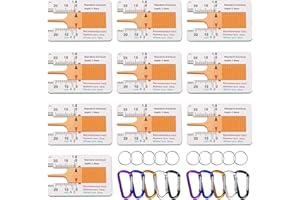GTIWUNG 10 Pièces Jauge Profondeur Pneu, 0-20 mm Outil de Mesure de Bande Roulement, Jauge D'Usure Auto Règle en Plastique + 10 Pièces Mousquetons en Aluminium