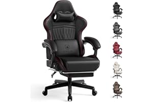 GTPLAYER Gaming Chair with Speakers, Heavy Duty Computer Chairs with Footrest Bluetooth Linkage Armrest and Lumbar Support, Ergonomic Height Adjustable PC Chair for Adults, Red