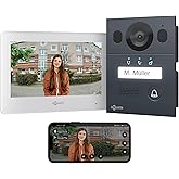 Goliath Basic Video Door Intercom, 2 Wire Bus, 7 Inch Monitor, Surface-Mounted Doorbell with Camera, Intercom with Door Opene
