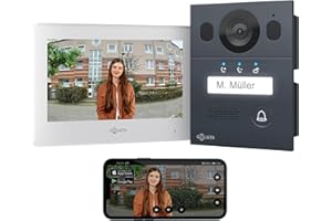 Goliath Basic Video Türsprechanlage, 2 Draht Bus, 7 Zoll Monitor, Aufputz Türklingel mit Kamera, Gegensprechanlage mit Türöffner und Klingel, 1 Familienhaus, Plug & Play, Smartphone App, AV-BLS-04A