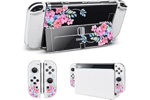 DLseego Coque pour Switch OLED,Switch Accessoires,Coque de Protection Rigide Transparente,Housse de Protection de la Switch OLED avec Design Anti-Rayures, Fleur de pêcher, Fleur de pêcher