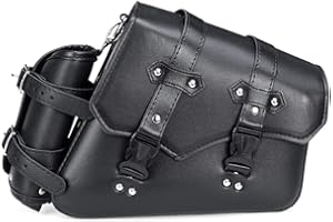 TUOSERVO Motorcycle Saddle Bag PU Leather Waterproof Saddlebags Black Left/Right Side For Harley Davidson Universal (Right)