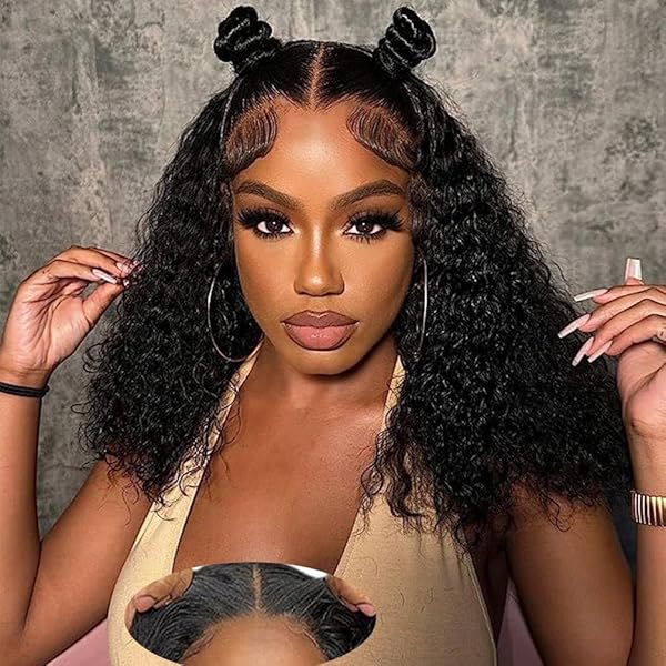 Punmasa Headband Wig Curly 1B/27 Deep Wave 12 Inches Human