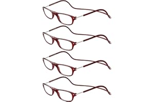 TBOC - Occhiali da Lettura Regolabili Pieghevoli con Clip Magnetica, [PACK 4 UNITÀ], Montatura Collo Confortevole per Donna e Uomo, Ideali per Casa, Lavoro, Cellulare, Tablet