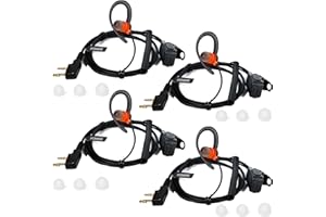 HYSHIKRA Auricular de Radio Ligero en Forma de G Compatible con retevis Baofeng Kenwood RT24 UV5R TK250 TK320 Walkie Talkie (Rojo, 4 Pack)