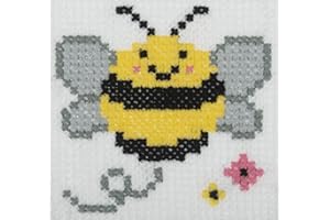 Trimits Kit per punto croce per bambini, per imparare a punto croce, istruzioni incluse (lingua italiana non garantita), 15 x 15 cm, ape