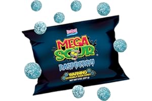 ‎BARNETTS Barnetts Sweets Mega Sour Candy Raspberry Handgefertigt in Großbritannien Saure Bonbons Himbeere (227g)