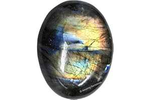 AMAZING GEMSTONE Labradorite Palm Stone - Pocket Massage Worry Stone for Natural Body Chakra Balancing, Reiki Healing and Crystal Grid.