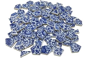 ANKTILY 500g Cracked Ceramic Porcelain Mosaic Tiles for Crafts, Irregular Blue and White Porcelain Mosaic Pieces for DIY Vase Mosaic Projects (Medium 6)