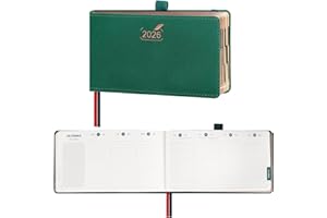BEZEND Agenda 2026 Semainier de Poche 9 x 16,5 cm Vertical 1 Semaine 2 Pages avec Rose Gold Bord de Papier - Couverture Rigide en PU, Vert Forêt