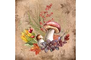 TI-FLAIR 20 Napkins Porcelain and Autumn Fruits, Mushrooms, Berries, Leaves, Autumn, Table Decoration, Decoupage, Decoupage Technology 33 x 33 cm
