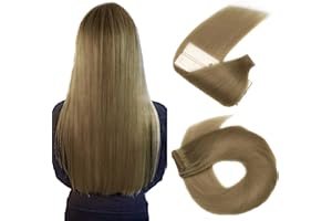 ‎HOTLULANA Tape Extensions Echthaar 100% Natürliche Echthaar Extensions Tape Remy Haar Extension Tape in Nahtlos Glattes Skin Weft Extensions echthaar 10# 20zoll (50cm) 20stück 50g.