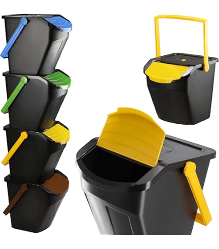 KADAX afvalemmer met deksel en handvat, plastic voor afvalscheiding, rechthoekige klapdeksel (geel, 20 l) kopen? Vergelijk bij