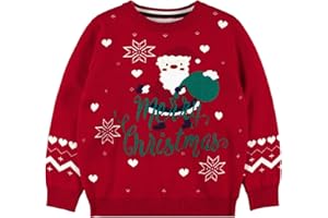 JiAmy Bambino Natale Maglione Felpa a Maglia Inverno Cotone Pullover Manica Lunga Cervo 1-6 Anni