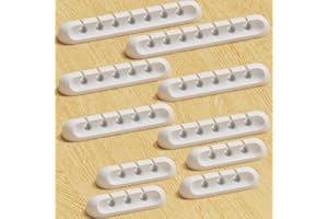 APROMISITH Cable Holder Cable Clips, 3/5/7 Slots [Pack of 10] Cable Management Self-Adhesive Cable Organiser Multipurpose Cable Guide Set for Desk Computer PC USB Charging Cable Home Office
