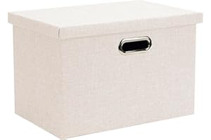 Wintao Storage Boxes with Lids, Extra Large Storage Baskets for Shelves Toy Box Collapsible Fabric Bins Home & Office Beige 55 x 33 x 33 cm 1 Pack