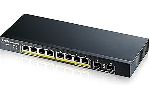 Zyxel 8-Port Gigabit PoE Switch | Smart Managed | Tisch-/Wandmontage und lüfterloses Design | 8 PoE+-Ports mit einem Budget von 77 W und 2 SFP-Ports [GS1900-10HP]