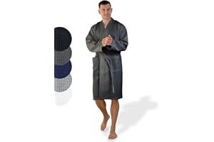 SIEGENTHAL® Herren Bademantel Waffelpique 100% Baumwolle mit Schalkragen Leicht Morgenmantel