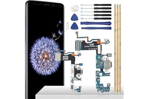 YHX-OU Prise de charge noire pour Samsung Galaxy S9 Plus S9+ SM-G965F G965U Connecteur Dock Port Chargeur Port de Charge Microphone Audio Jack Câble Flex + Outils