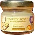 The Nature Mill Shea Coconut Moisturizing Lip Balm, Shea Butter, Virgin Coconut Oil, Apricot Oil, Geranium Orange Essential Oils, all natural, to make dry lips soft 20G