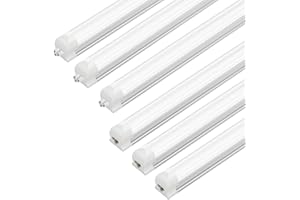 JESLED Tubes LED 120cm avec Douille, 36W 5000K 5940LM LED Lumière D'atelier Rétractable, Tubes LED Fluo avec Couvercle Opale, Pour Garage, Atelier, Bureau, Cave, Pack de 6