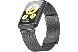 SenMore Pasek kompatybilny z Huawei Watch Fit zapasowy pasek na nadgarstek, klasyczny metalowy pasek ze stali nierdzewnej do Huawei Watch Fit