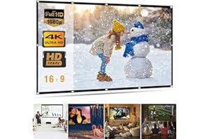 RASHION Projector Screen, Portable Projector Screen with 16:9 HD Screen for School Home Theatre Cinema, Foldable Projection Screen 60"/72"/84"/100"/120"/150" (60 inch)
