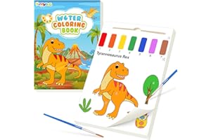FUNNYB&G Libro da Colorare ad Acqua per Bambini Piccoli, Dipingi con Set di Pittura ad Acquerello, Set di Regali di Compleanno da Disegno per Bambini 2 3 4 5 6 7 8 Anni (Dinosauri)