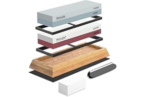 Meiyijia Pietra per Affilare 2-in-1, Affilacoltelli Professionale cote Combinazione - con Stand Silicone Antiscivolo (3000/8000+400/1000 Grit/Set)