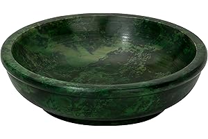 ‎MAMEMI Große RÄUCHERSCHALE aus SPECKSTEIN Ø 10,5 cm, 3 cm hoch, GRÜNbemalt,– HANDBEMALT & FEUERFEST – rundes RÄUCHERGEFÄSS für Kohle, WEIHRAUCH & KRÄUTER – MaMeMi Markenqualität