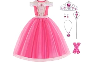 Foierp Vestito Belle Addormentata Costume Bella e la Bestia Bambina Principessa Aurora Costume Vestito Abiti da Festa di Halloween Carnevali