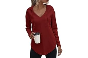 Decorie Pullover Damen Winter Herbst Hoodie Damen Sweatshirt Einfarbig Langarmshirt Damen Kapuzenpullover Casual Pulli Oberteile Tops