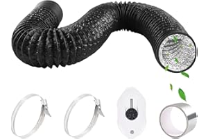 HTTYHT Abluftschlauch PVC Ø80mm 2,5m Lüftungsschlauch Flexibel mit Aluminiumband 50mm x5m und 2 Schlauchschelle Edelstahl Aluminium Abluftrohr für Klimaanlage Wäschetrockner Abzugshaube - Schwarz