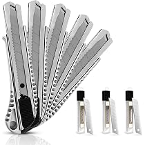 24 Cutters THR Professionnels - Lames Sécables 18 Mm, Poignée Aluminium Caoutchoutée