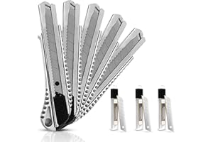 SANAWATEC 5x Cuttermesser 18mm + 30x SK5 Abbrechklingen, Teppichmesser profi, Cuttermesser Profi aus Aluminium, mit Gummigriff, Robust und Ultrascharf, für Heimwerk & Gewerbe