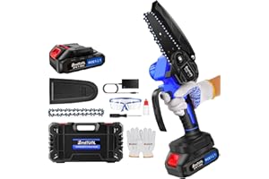 VANDISE Mini Cordless Chainsaw 4 inch, One-Handed Potable Electric Chain Saw, with Rechargeable 1.5Ah Battery, for Cutting & Trimming Branches for Wooden Furniture DIY Project