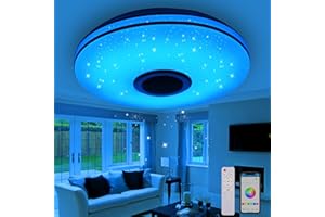 Gindoly 36W LED Deckenleuchte Dimmbar mit Bluetooth Lautsprecher,LED Deckenlampe mit Fernbedienung oder APP-Steuerung,RGBW Farbwechsel,Einstellbar für Schlafzimmer Küche Kinderzimmer Wohnzimmer