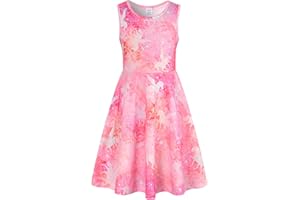 AIDEAONE Filles Robe Mignon Imprimer Casual Robe de Soirée Sirène Galaxy Robe 4-12 Ans